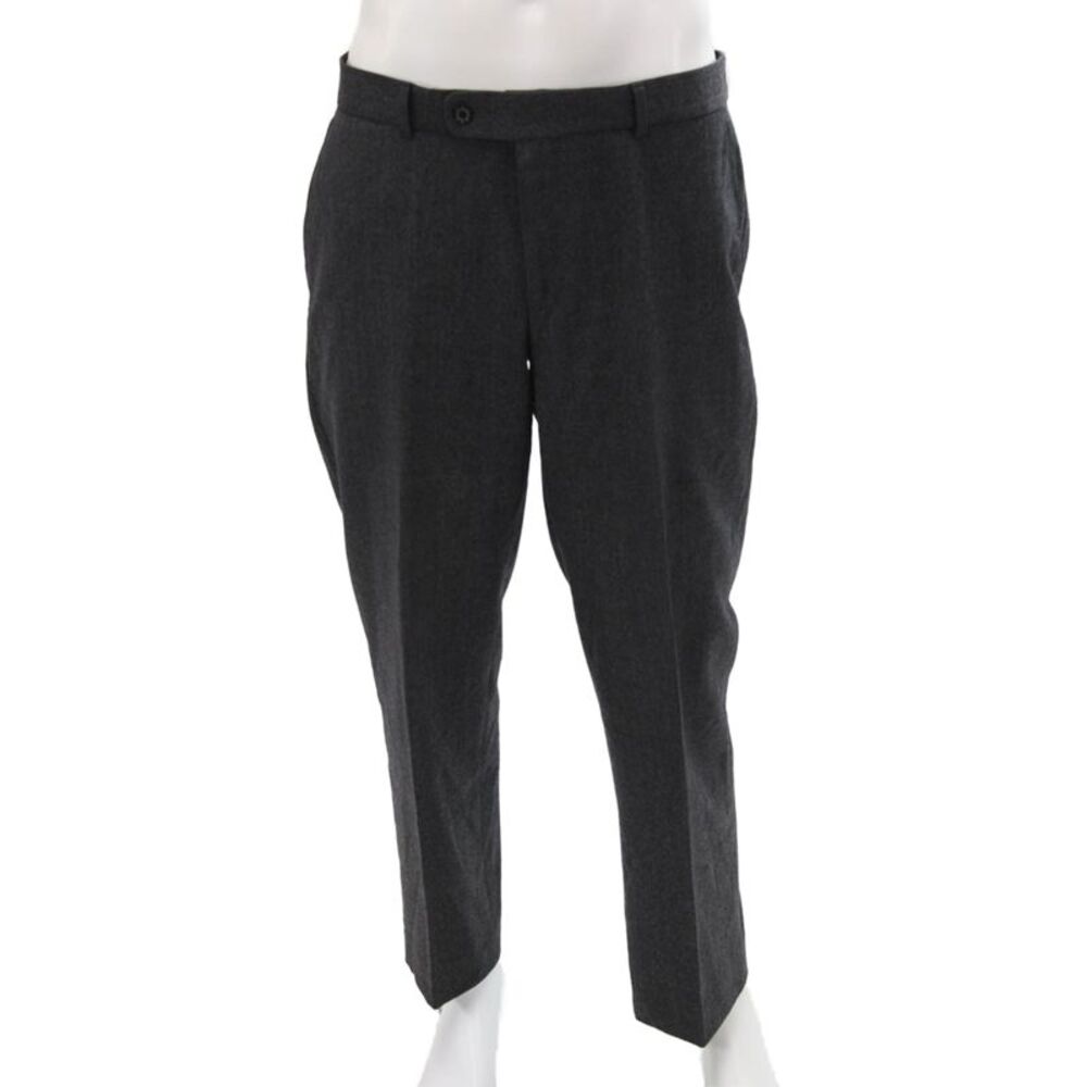Rene Lezard Mens Zipper Fly Pleated Straight Leg Dress Pants Gray Wool IT 50